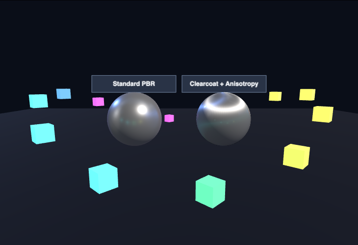 Clearcoat + Anisotropy Lab (r183 roadmap) preview